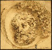 CARRACCI, Agostino Head of a Faun in a Concave (roundel) dsf Spain oil painting reproduction